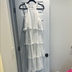 Lulu's White Pleated Layered Dress
